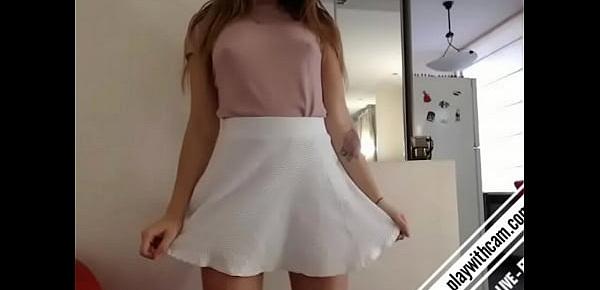  Can you guess what behind the skirt full video come playwithcam.com